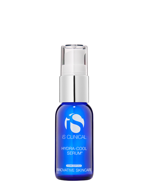 A bottle of I&Clinical Hydra-Cool Serum with a blue label, 15mL size, designed for skincare.